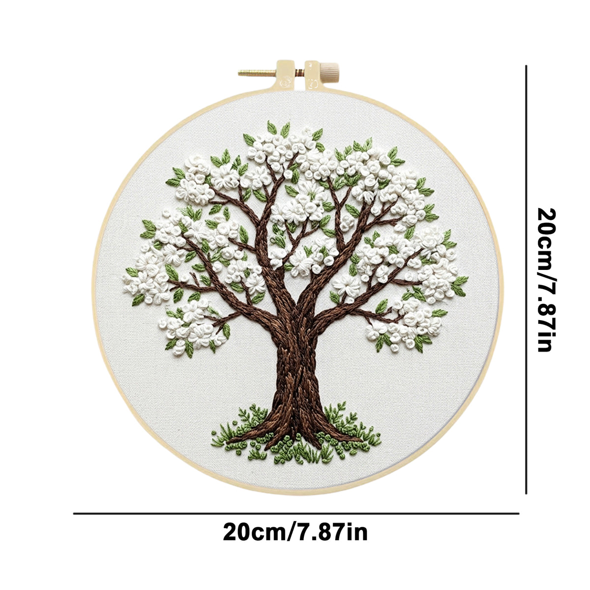 Blossom Tree - DIY Embroidery Cross Stitch Kit with Pattern Cotton Threads Needles Hoop 30×30CM/11.81×11.81in