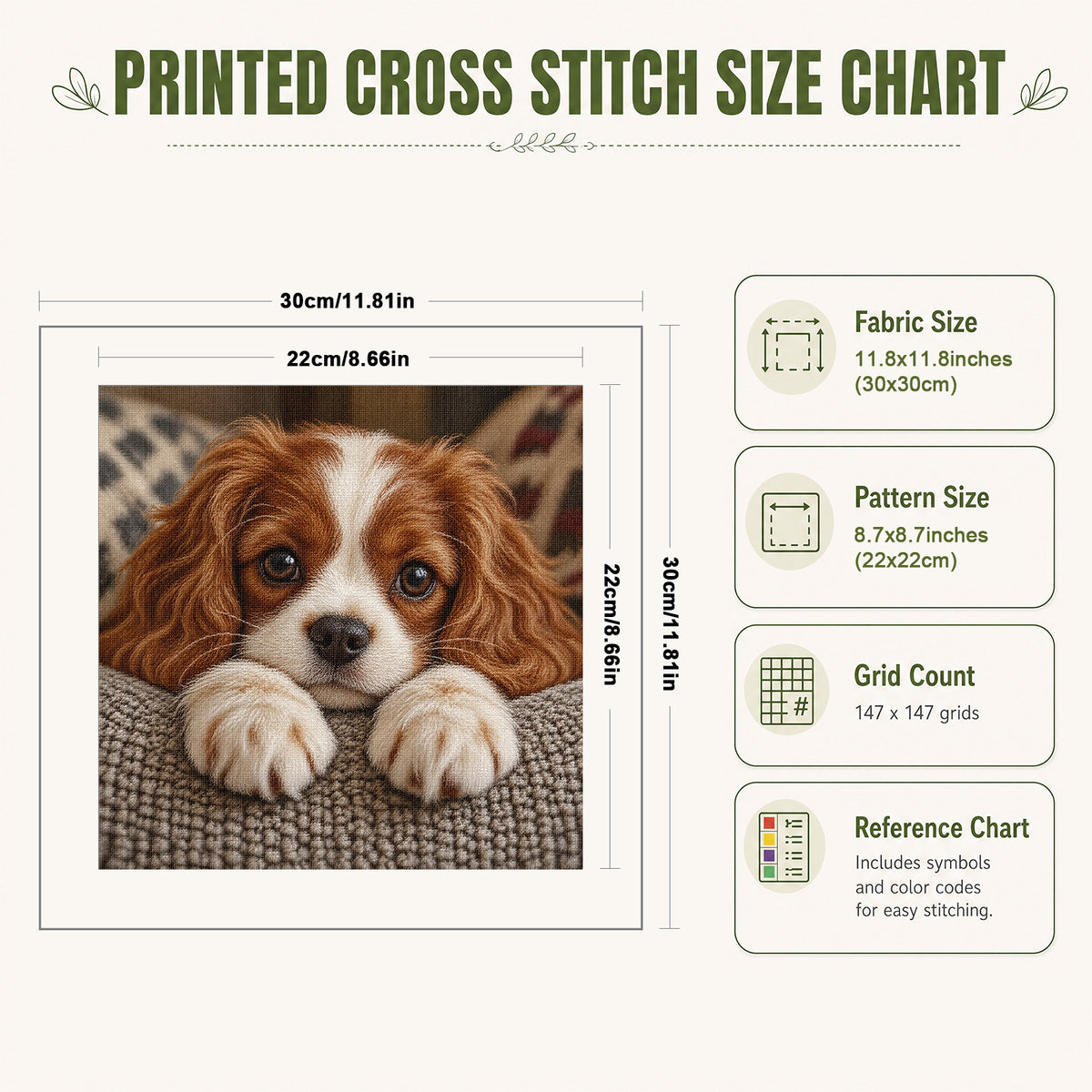 Spaniel Pup-Dog - Full 14CT Stamped Cross Stitch 30x30CM - Huacan