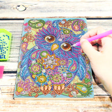 Load image into Gallery viewer, DIY Diamond Painting Notebook 50 Pages Resin Owl Pattern Handmade for Kids Adult