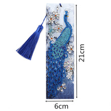 Load image into Gallery viewer, DIY Special Shape Diamond Painting PU Tassel Peacock Bookmark Art Crafts