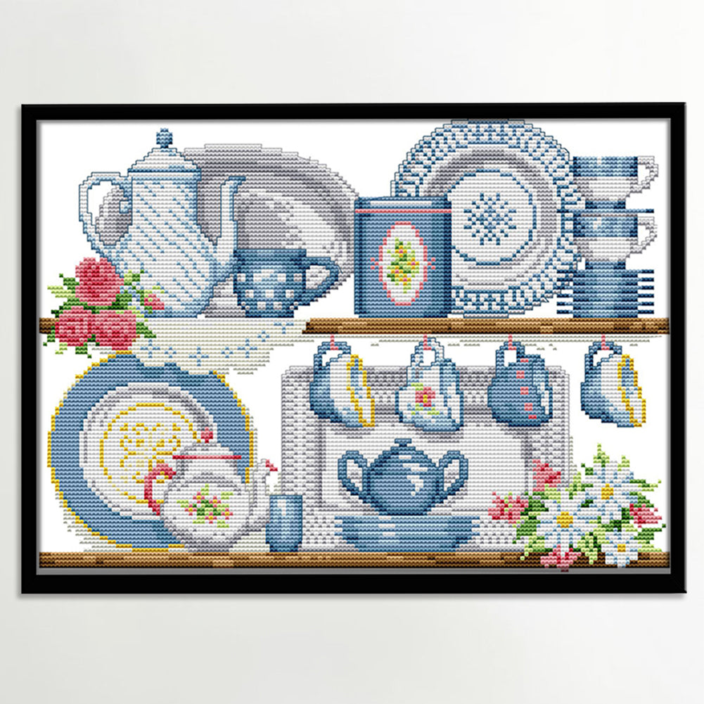 Porcelain - 14CT Stamped Cross Stitch 36x28CM - Joy Sunday