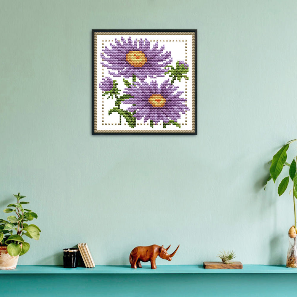 Month Flower - September - 14CT Stamped Cross Stitch 17x17CM - Joy Sunday