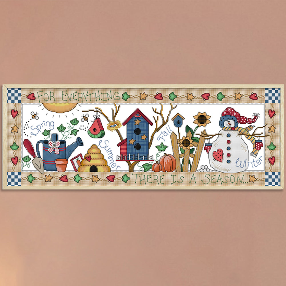 Colorful Four Seasons - 14CT Stamped Cross Stitch 54x22CN - Joy Sunday