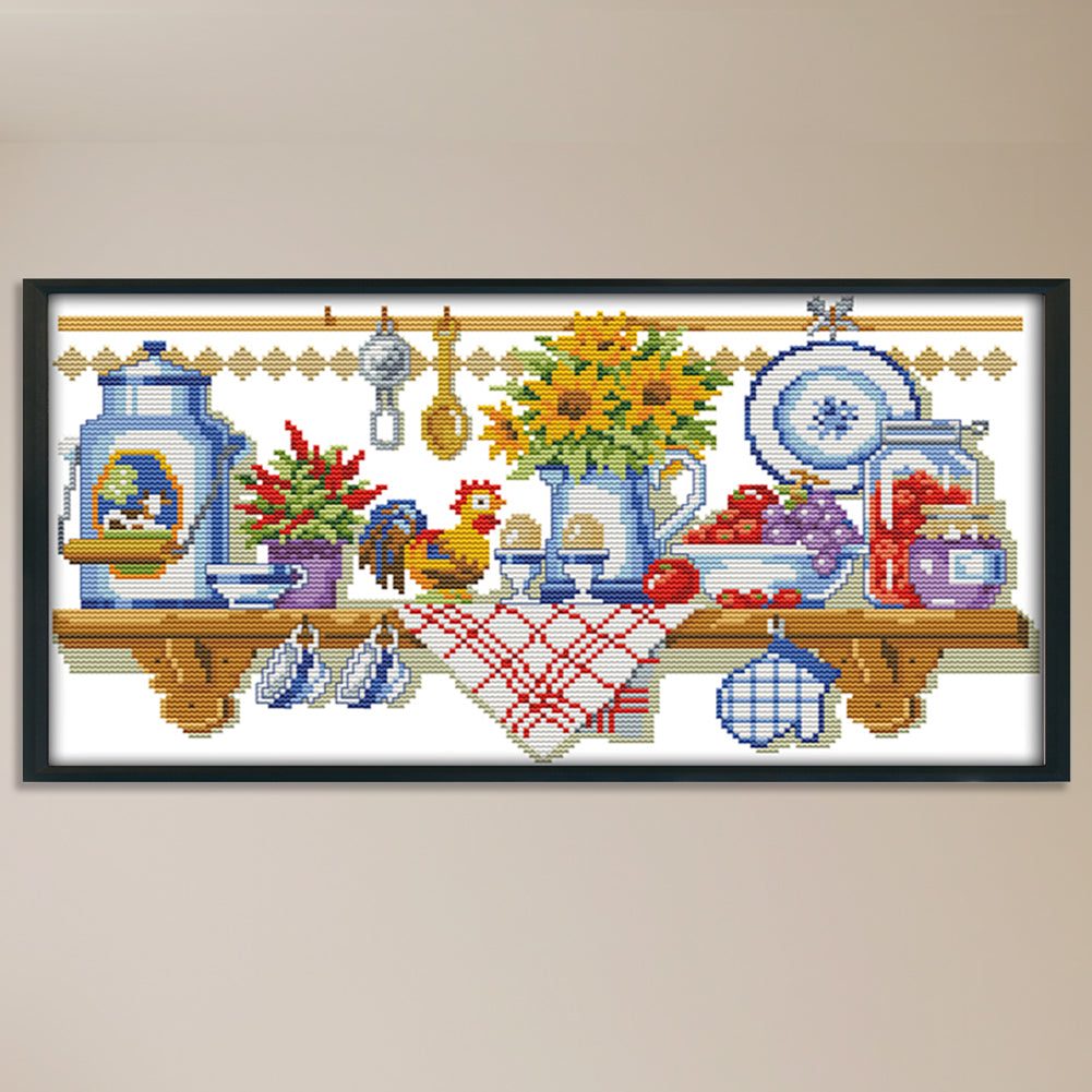 Kitchen Corner - 14CT Stamped Cross Stitch 40x22CM - Joy Sunday