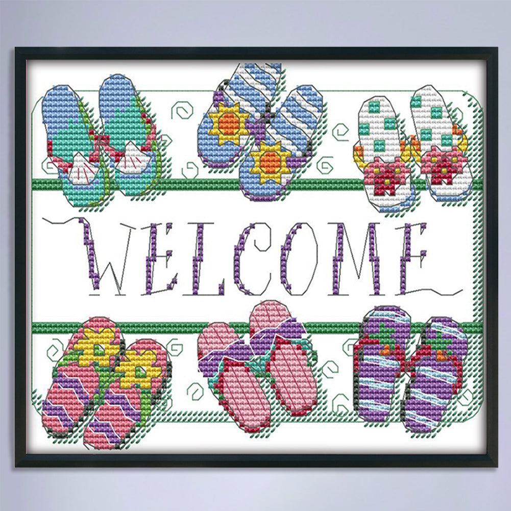 Welcome Sign - 14CT Stamped Cross Stitch 21x18CM - Joy Sunday
