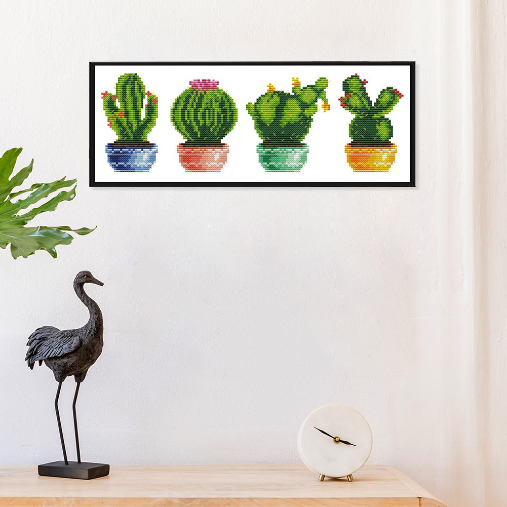 Cactus - 14CT Stamped Cross Stitch 36x16CN - Joy Sunday