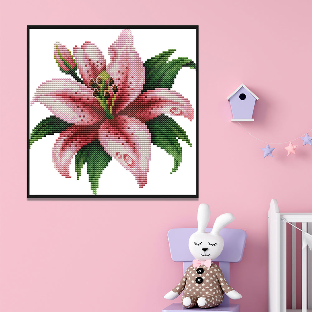 Blooming Lily - 14CT Stamped Cross Stitch 21x20CM - Joy Sunday
