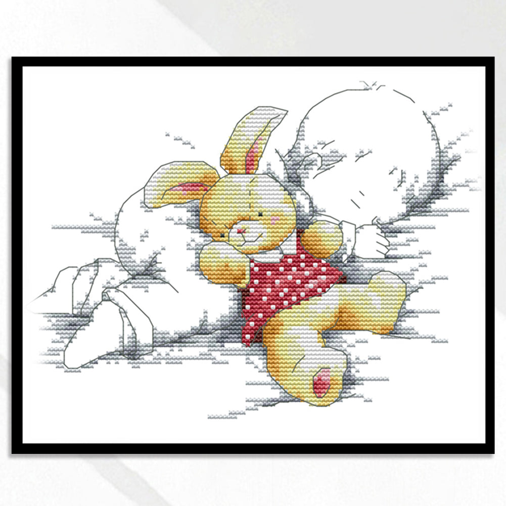 Baby Asleep - 14CT Stamped Cross Stitch 27x21CM - Joy Sunday