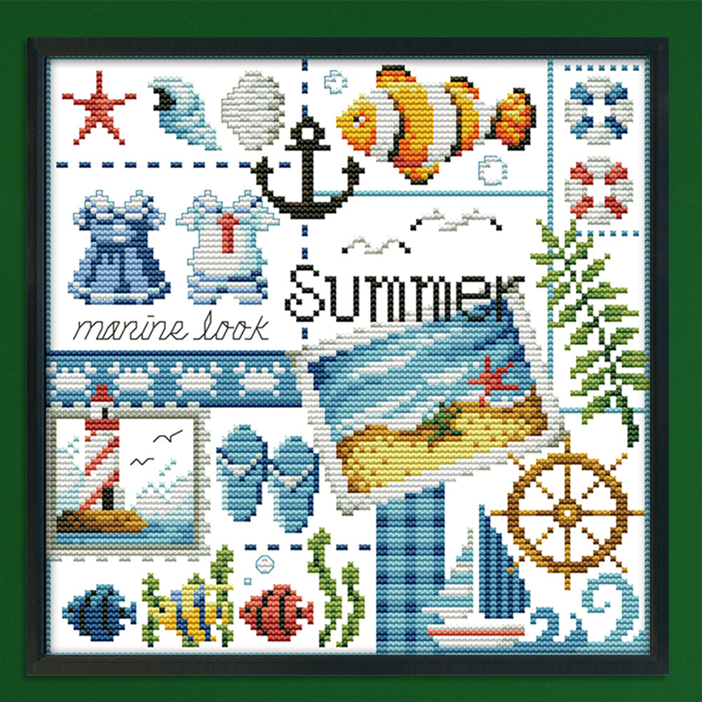 Four Seasons - Summer - 14CT Stamped Cross Stitch 27x26CM - Joy Sunday