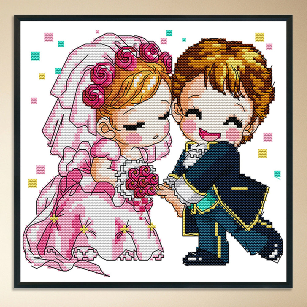 Romantic Wedding - 14CT Stamped Cross Stitch 25x25CM - Joy Sunday