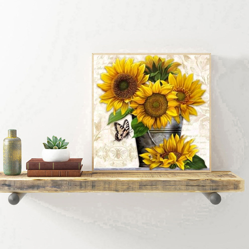 Sunflower - Full 11CT Stamped Cross Stitch 36x36CM - Huacan