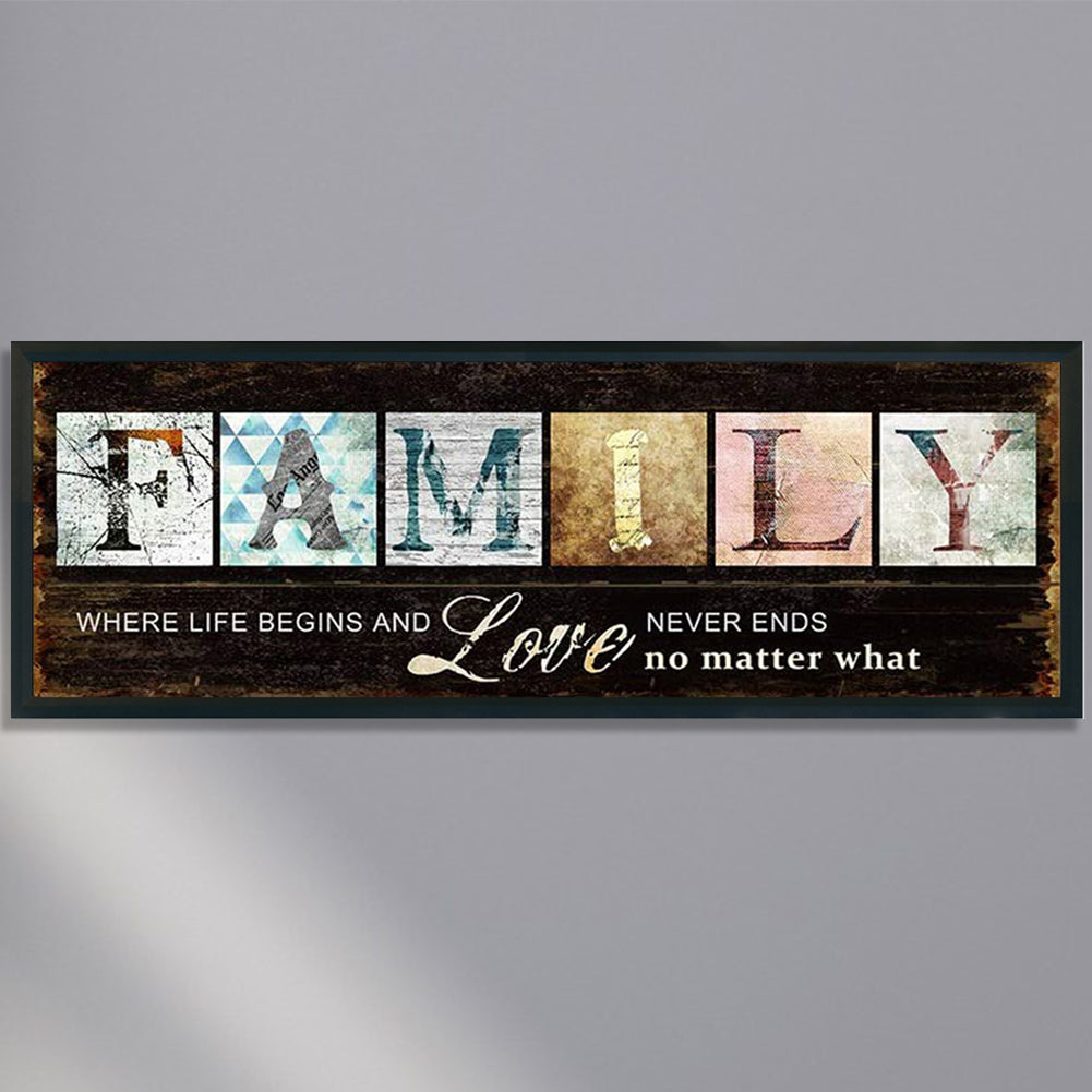 Family - Full 11CT Stamped Cross Stitch 90x30CM - Diy