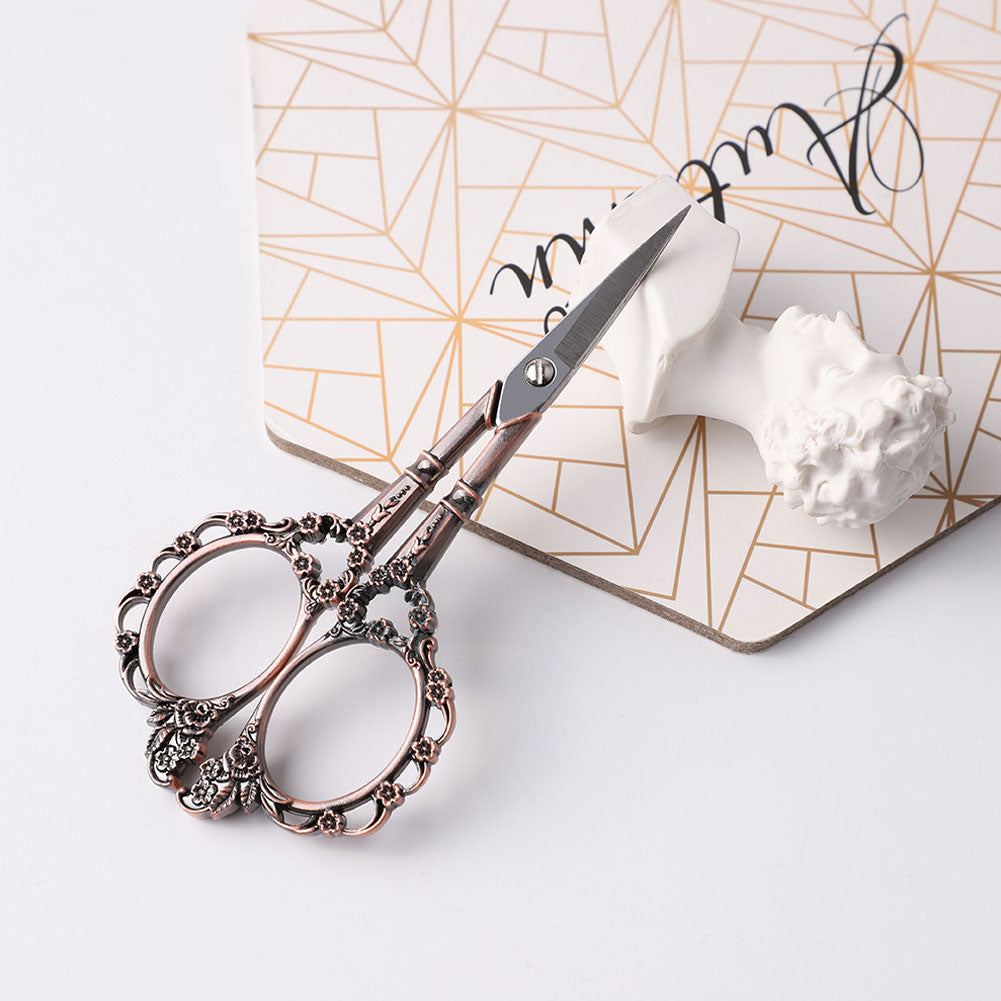 Metal Cross Stitch Scissors Red Copper DIY Home Scissors for Crafting Needlework