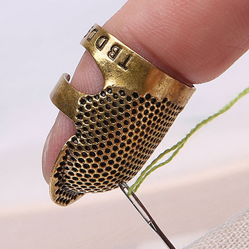 Copper Finger Thimble Hoop Cover Cross Stitch Finger Protective Cover (M)