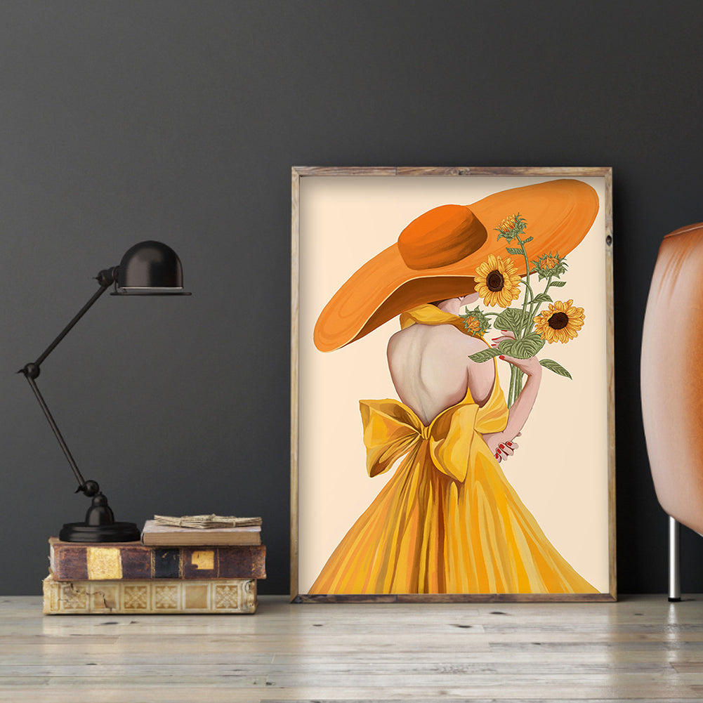 Sunflower Maiden - Full 11CT Stamped Cross Stitch 40x60CM - Yishu