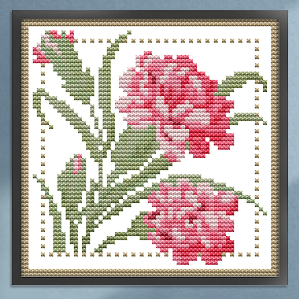 Month Flower - January - Partial 14CT Counted Cross Stitch 17x17CM - Joy Sunday