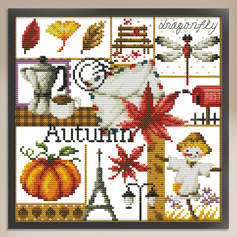 Four Seasons - Autumn - Partial 14CT Counted Cross Stitch 27x26CM - Joy Sunday
