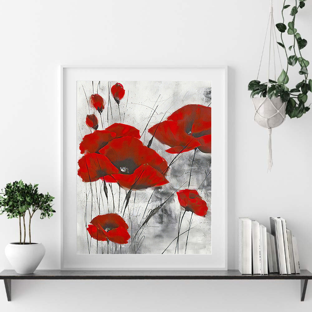 Red Poppy - Full 11CT Stamped Cross Stitch 40x50CM - Band