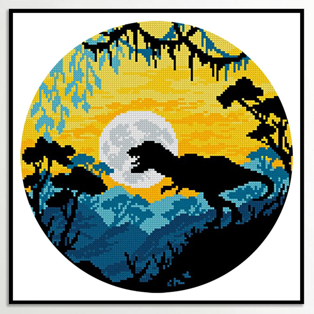 Colorful Dinosaur - Partial 11CT Stamped Cross Stitch 40x40CM - Yishu
