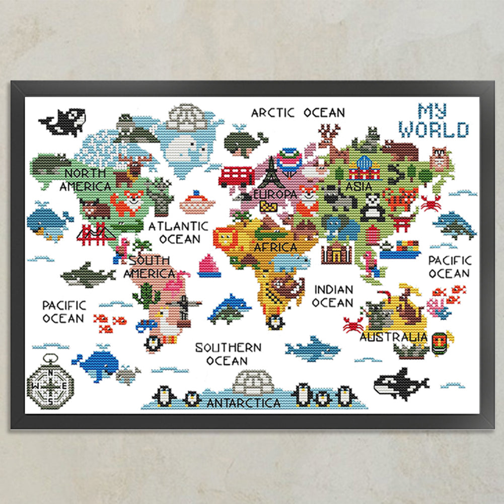 Animal World - Partial 14CT Counted Cross Stitch 40x53CM - Jinlei