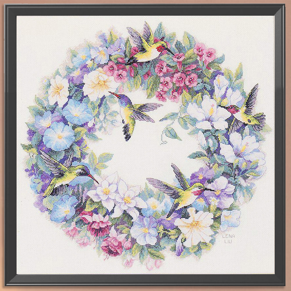 Bird Wreath - Partial 11CT Stamped Cross Stitch 40x40CM - Band