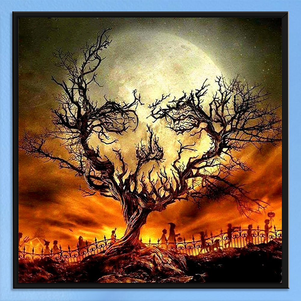 Halloween Skull - Full 11CT Stamped Cross Stitch 40x40CM - Diy