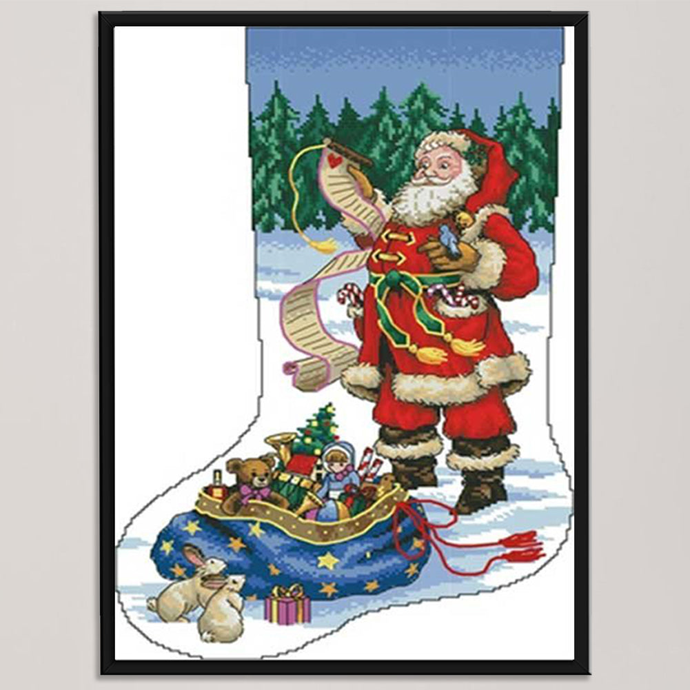 Christmas Stocking - Partial 11CT Stamped Cross Stitch 40x50CM - Diy