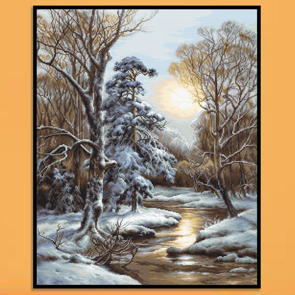 Snow Scenery - Full 11CT Stamped Cross Stitch 40x50CM - Diy