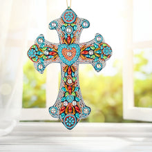 Load image into Gallery viewer, DIY Diamond Painting Cross Pendant Acrylic Hanging Wall Home Decor