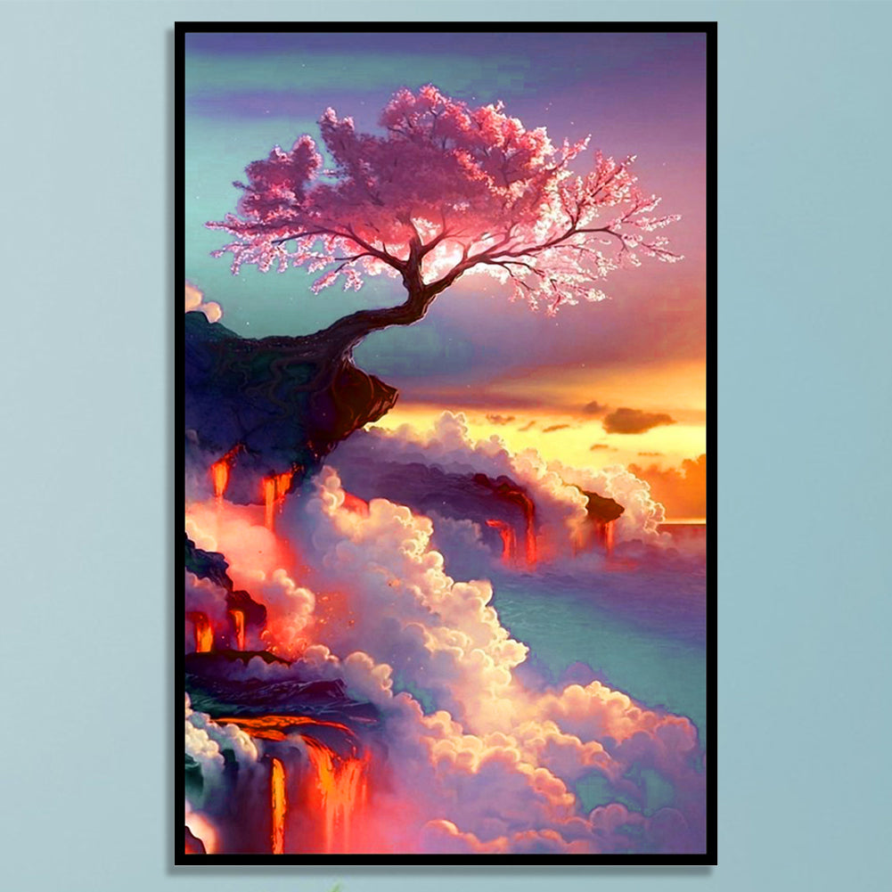 Beautiful Cherry Blossom Tree - Full 11CT Stamped Cross Stitch 40x63CM - Diy