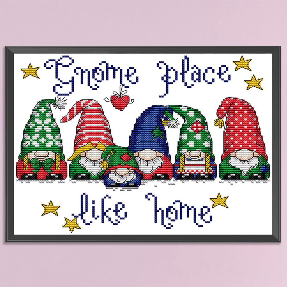Colorful Christmas Hats - Partial 14CT Stamped Cross Stitch 28x22CM - Joy Sunday Backstitch