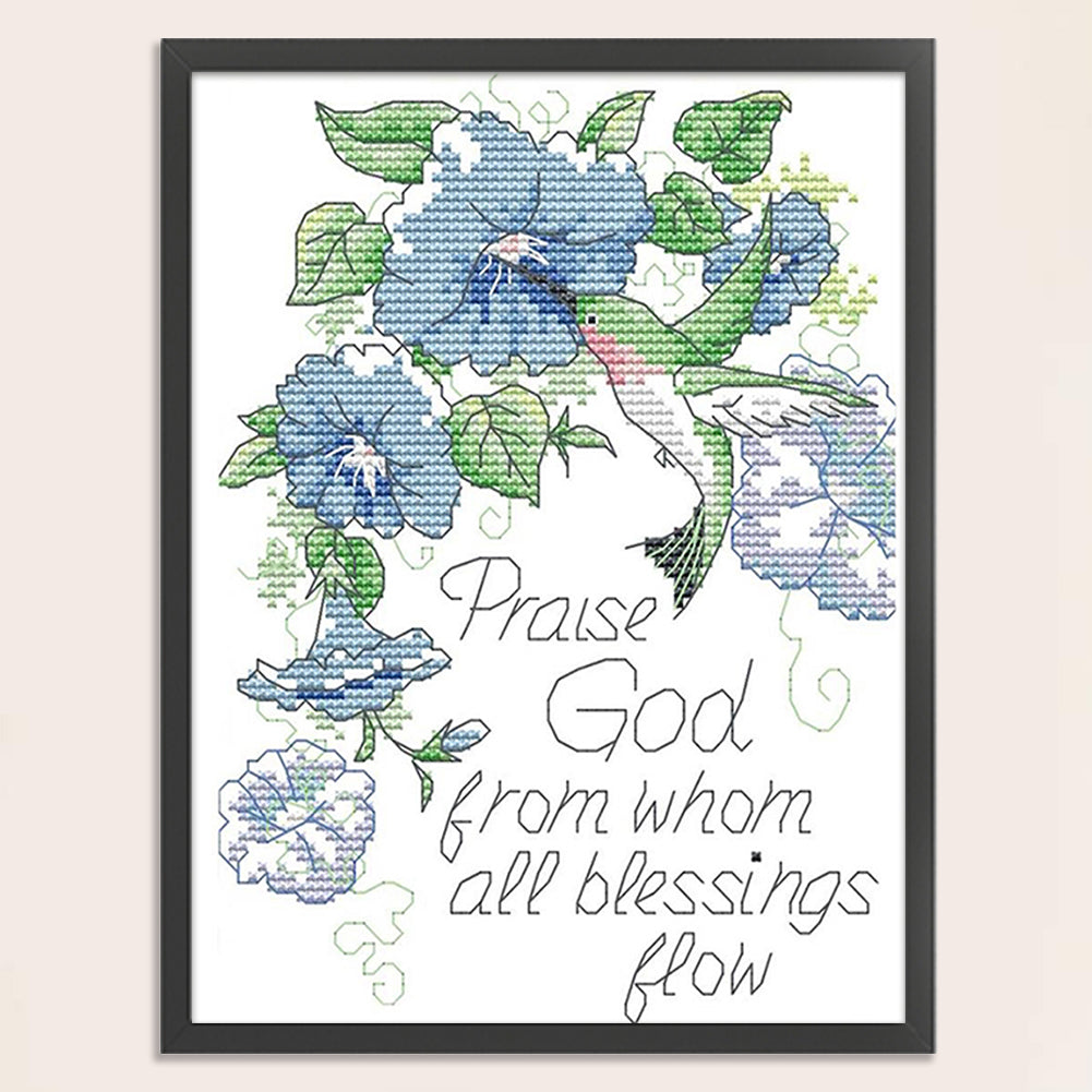 Praise God - Partial 11CT Counted Cross Stitch 22x28CM - Joy Sunday Backstitch