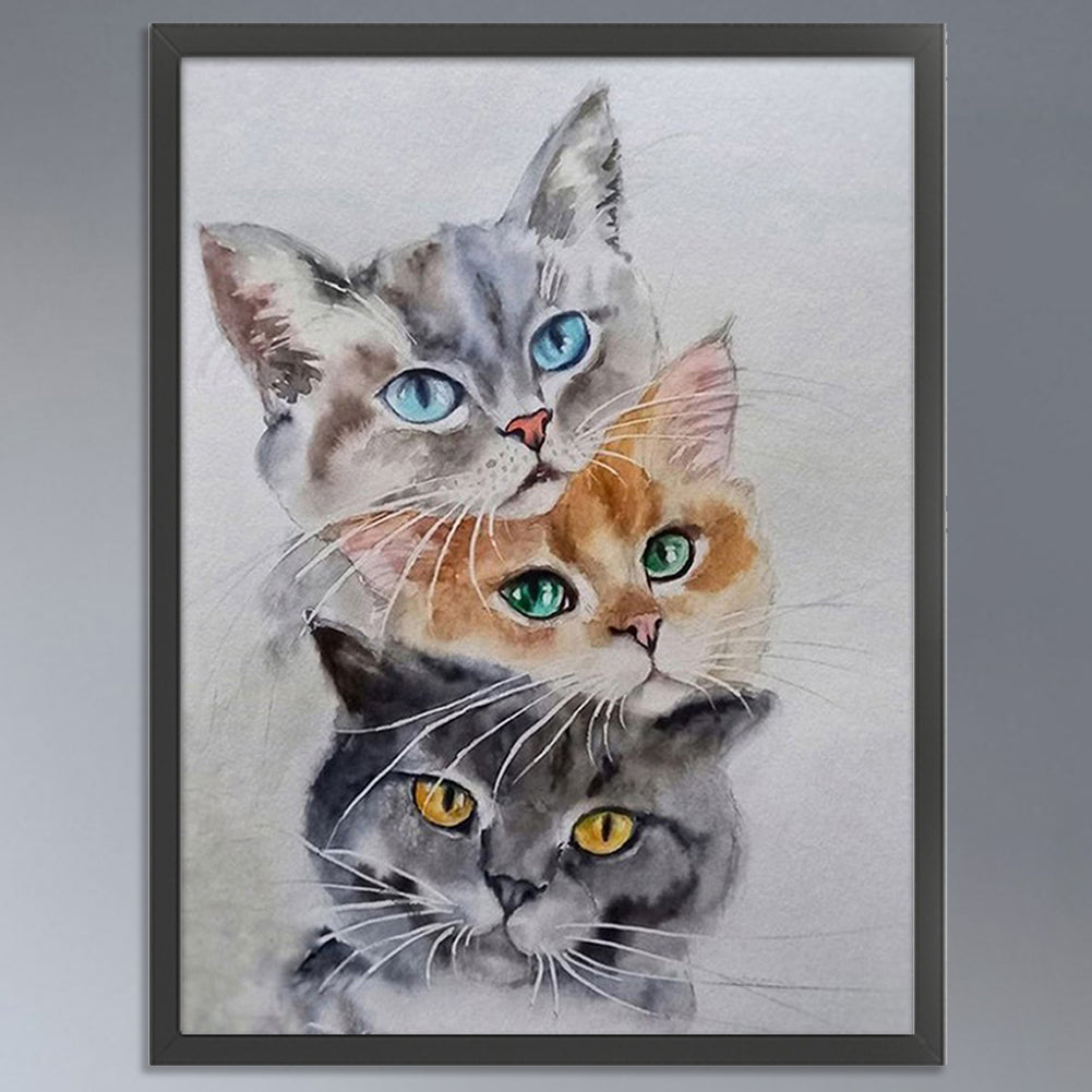Three Cats - Full 11CT Counted Cross Stitch 30x40CM - Band