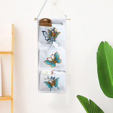 Load image into Gallery viewer, Butterfly Diamond Painting Wall Hanging Storage Bag 3 Pockets White