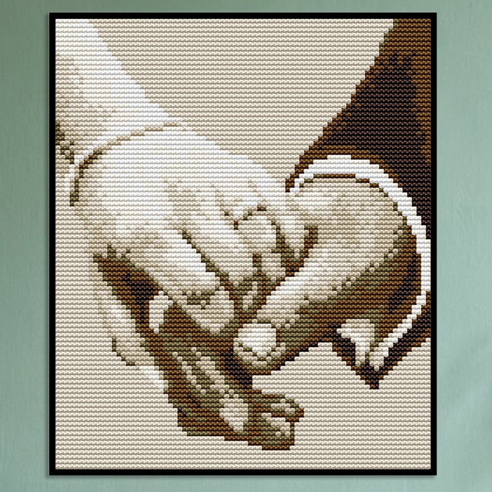 Holding Hands Together - Full 14CT Stamped Cross Stitch 19x22CM - Joy Sunday