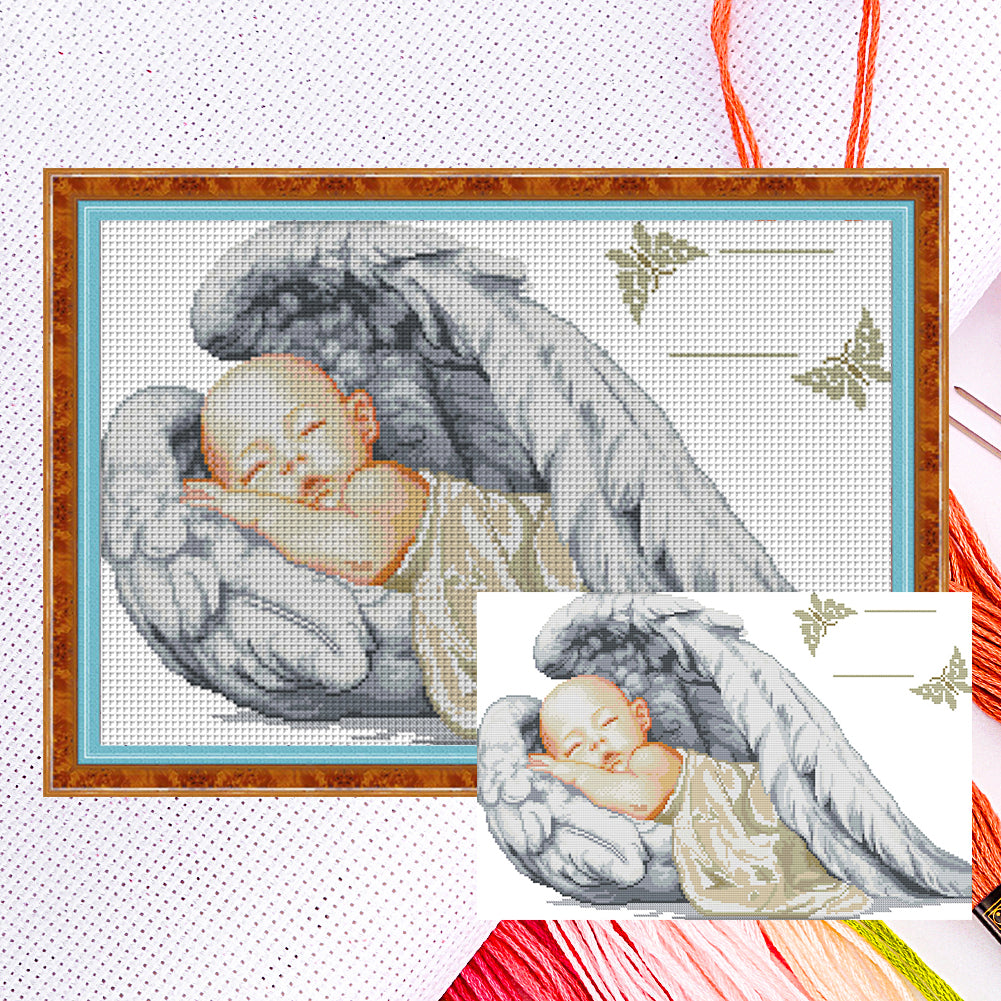 Baby Angel Birth Certificate - Partial 11CT Counted Cross Stitch 62x44CM - Joy Sunday
