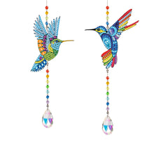 Load image into Gallery viewer, 2Pcs Crystal Light Catcher Diamond Painting Hummingbird Hanging Decor