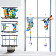 Load image into Gallery viewer, 2Pcs Crystal Light Catcher Diamond Painting Hummingbird Hanging Decor