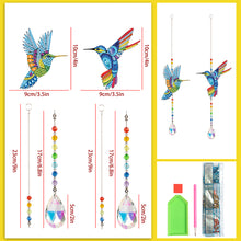 Load image into Gallery viewer, 2Pcs Crystal Light Catcher Diamond Painting Hummingbird Hanging Decor