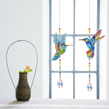 Load image into Gallery viewer, 2Pcs Crystal Light Catcher Diamond Painting Hummingbird Hanging Decor