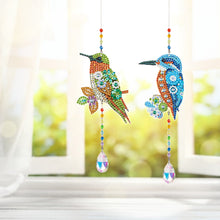 Load image into Gallery viewer, 2Pcs Crystal Light Catcher Diamond Painting Hummingbird Hanging Decor