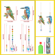 Load image into Gallery viewer, 2Pcs Crystal Light Catcher Diamond Painting Hummingbird Hanging Decor