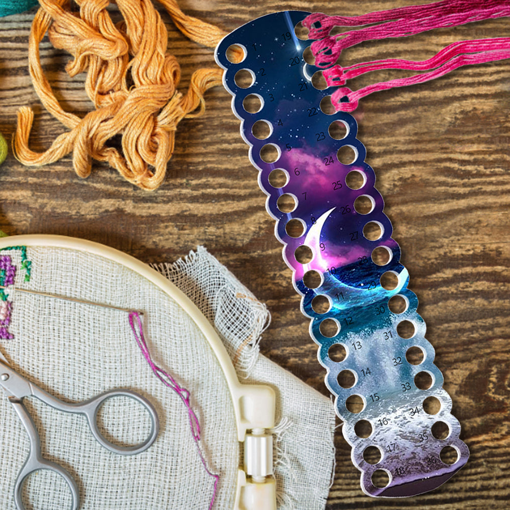 Acrylic Cross Stitch Row Line Board Cartoon Pattern Art Accessory (waves and moon)
