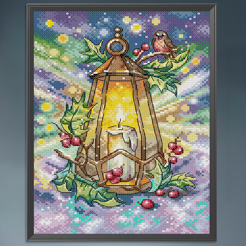 Winter Lantern - Full 14CT Stamped Cross Stitch 21x30CM - Joy Sunday Backstitch