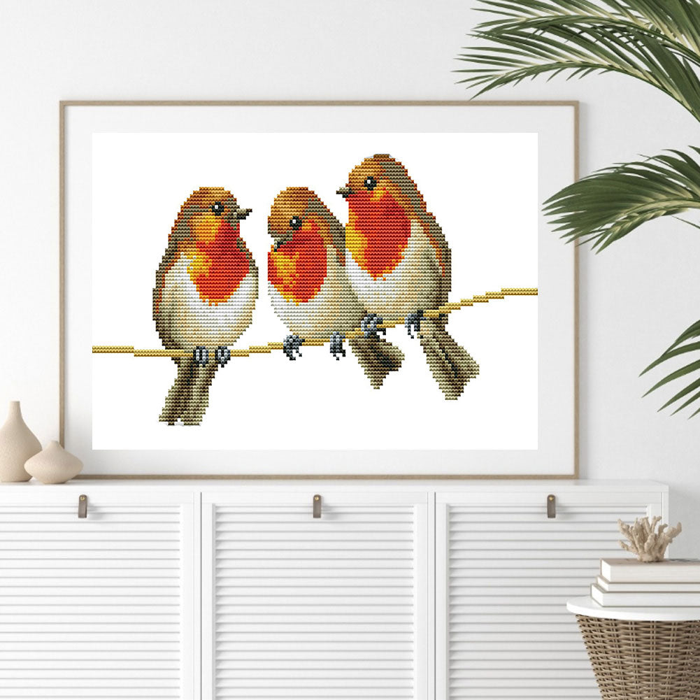 Three Little Birds - Partial 14CT Counted Cross Stitch 34x19CM - Joy Sunday