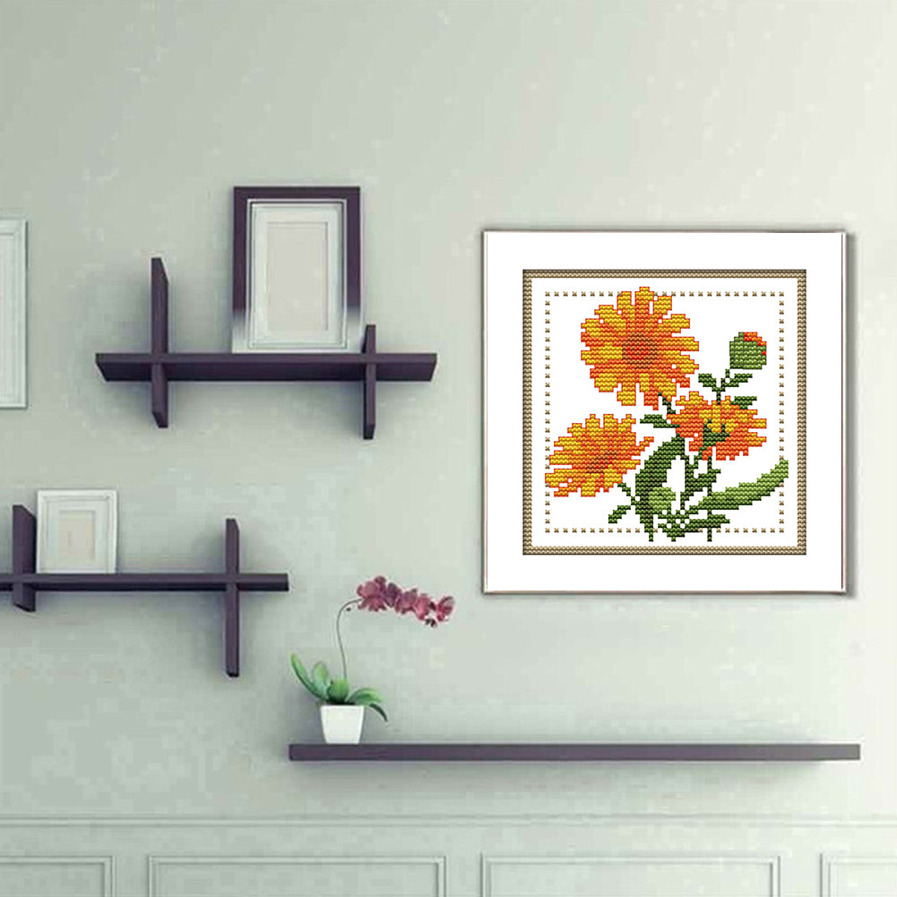 Month Flower - October - Partial 11CT Stamped Cross Stitch 21x21CM - Joy Sunday