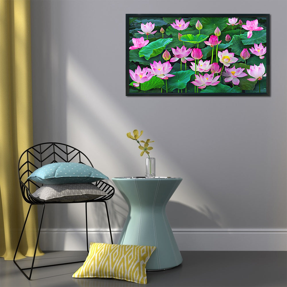 Lotus - Full 11CT Stamped Cross Stitch 60x33CM - Yishu