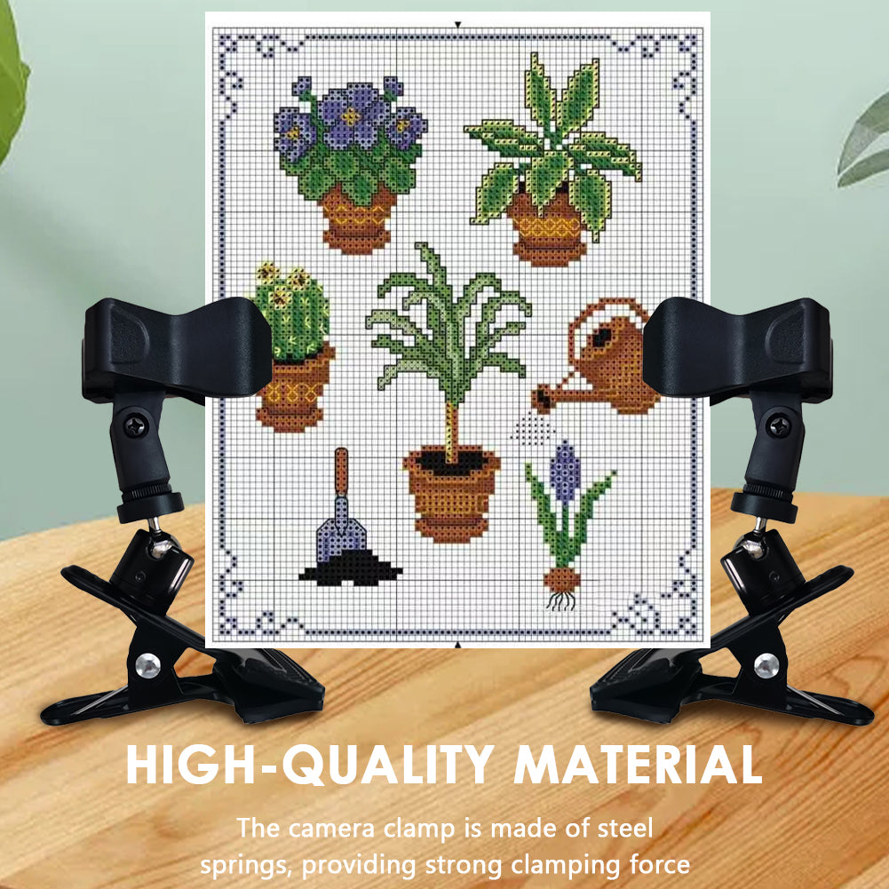 1 Pair Cross Stitch Clip Clamp 360 Rotation Clip-On Desk Stand for Camera Tripod