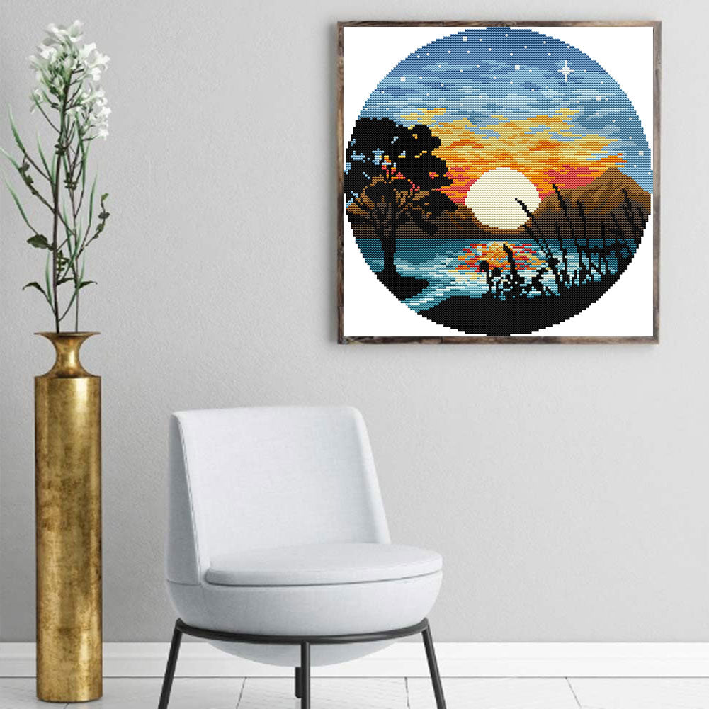 Sunset - Partial 14CT Stamped Cross Stitch 31x31CM - Joy Sunday