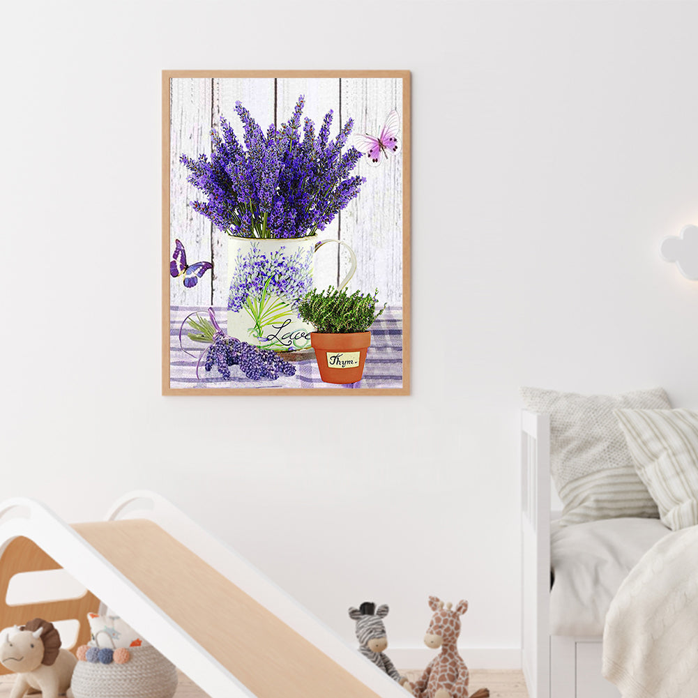 Lavender Vase - Full 11CT Stamped Cross Stitch 40x53CM - Yishu